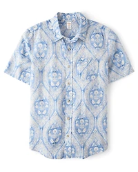 Chemise boutonnée assortie pour homme, motif cachemire, en Lin mélangé - Collection