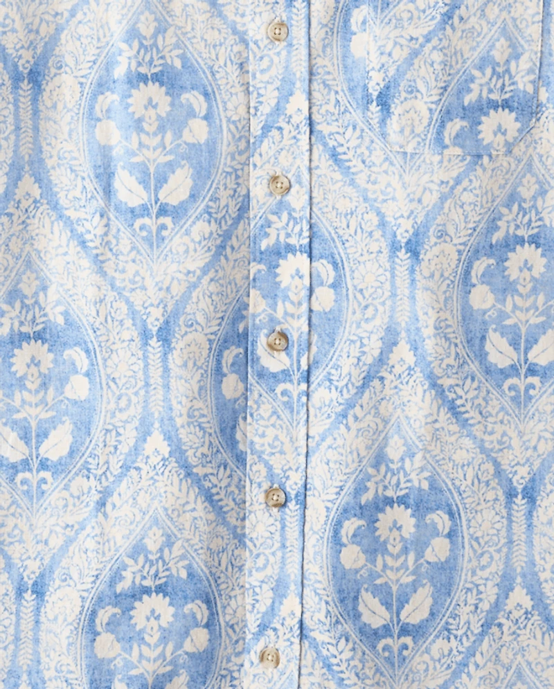Chemise boutonnée assortie pour homme, motif cachemire, en Lin mélangé - Collection