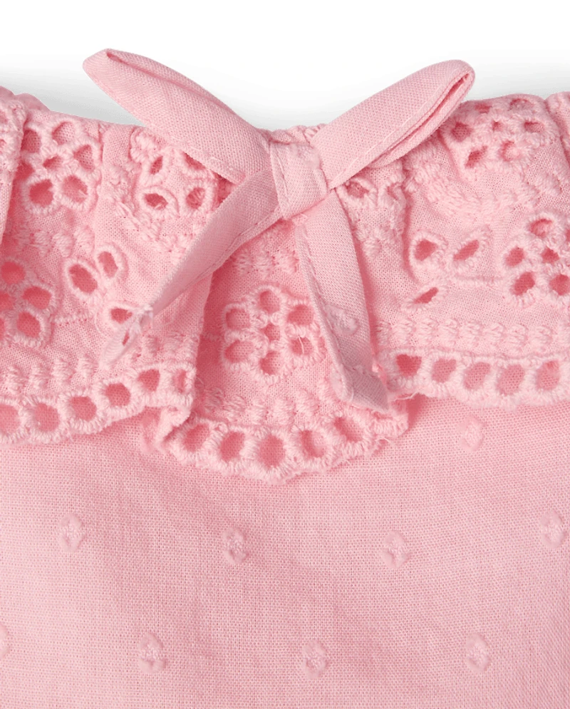 Robe à volants et pois brodée œillets pour fille - Driftwood Bay