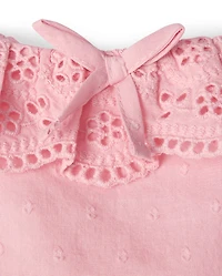 Robe à volants et pois brodée œillets pour fille - Driftwood Bay