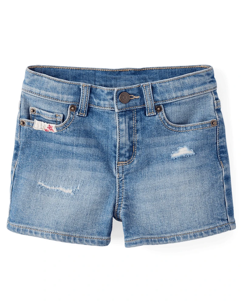 Girls Ripped Floral Patchwork Jean Shorts - Nantucket Charm