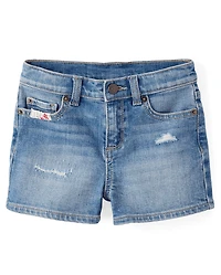 Girls Ripped Floral Patchwork Jean Shorts - Nantucket Charm