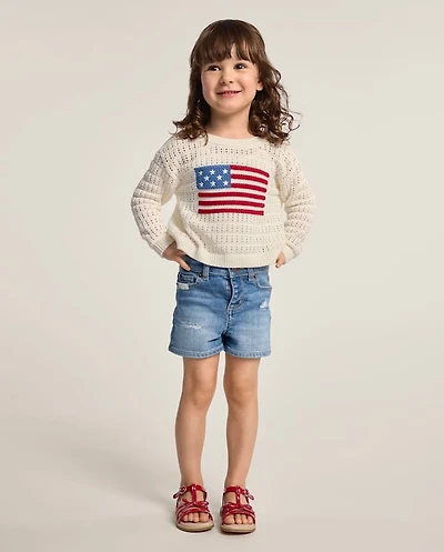 Girls Ripped Floral Patchwork Jean Shorts - Nantucket Charm