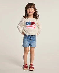 Girls Ripped Floral Patchwork Jean Shorts - Nantucket Charm