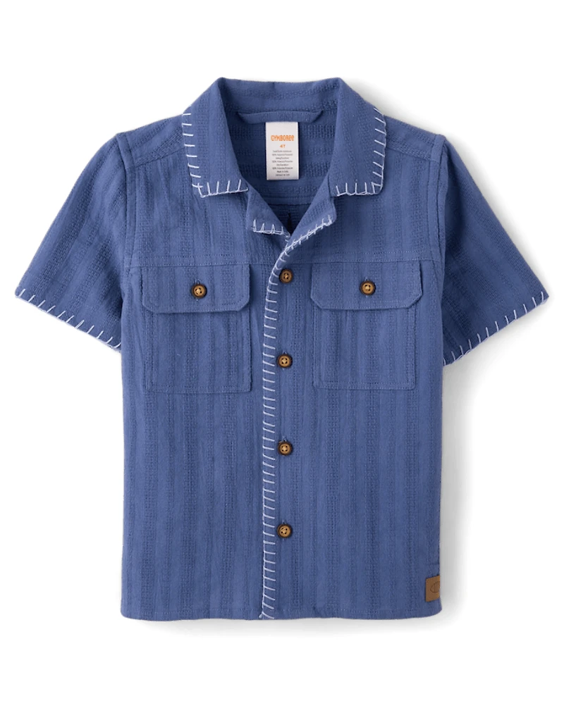 Boys Textured Button Up Shirt - Driftwood Bay