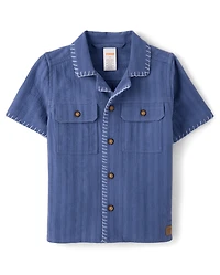 Boys Textured Button Up Shirt - Driftwood Bay