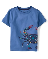 Boys Embroidered Crab Top - Driftwood Bay
