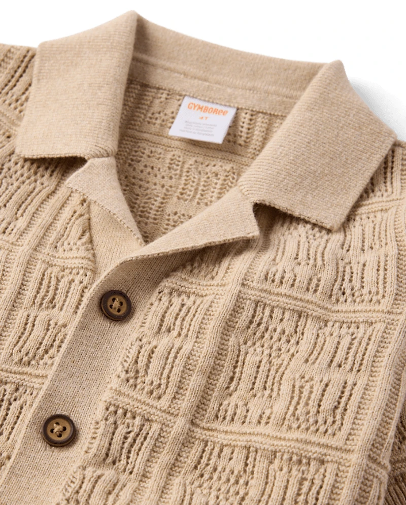Boys Stitched Sweater Polo - Driftwood Bay