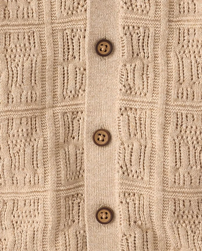Boys Stitched Sweater Polo - Driftwood Bay