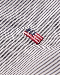 Boys Embroidered Flag Seersucker Swim Trunks - Shop