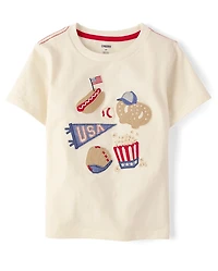 Boys Embroidered Americana Snacks Top - Nantucket Charm