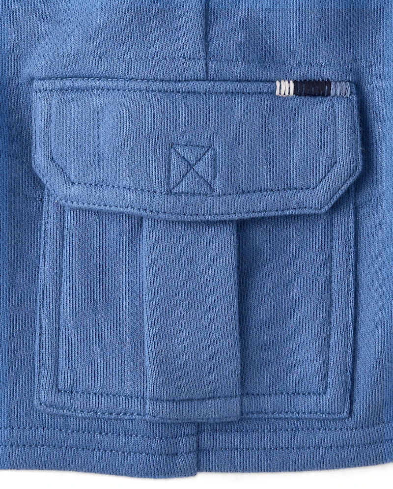 Kids French Terry Pull On Cargo Shorts - Nantucket Charm