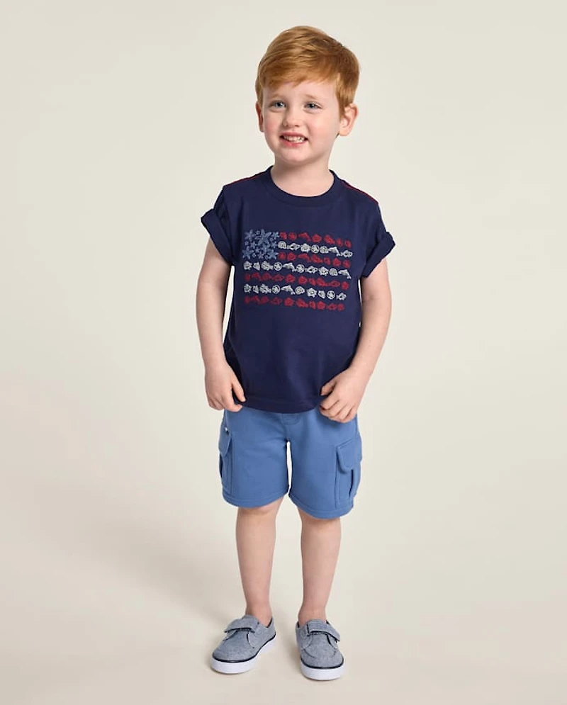 Kids French Terry Pull On Cargo Shorts - Nantucket Charm