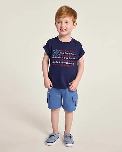Kids French Terry Pull On Cargo Shorts - Nantucket Charm