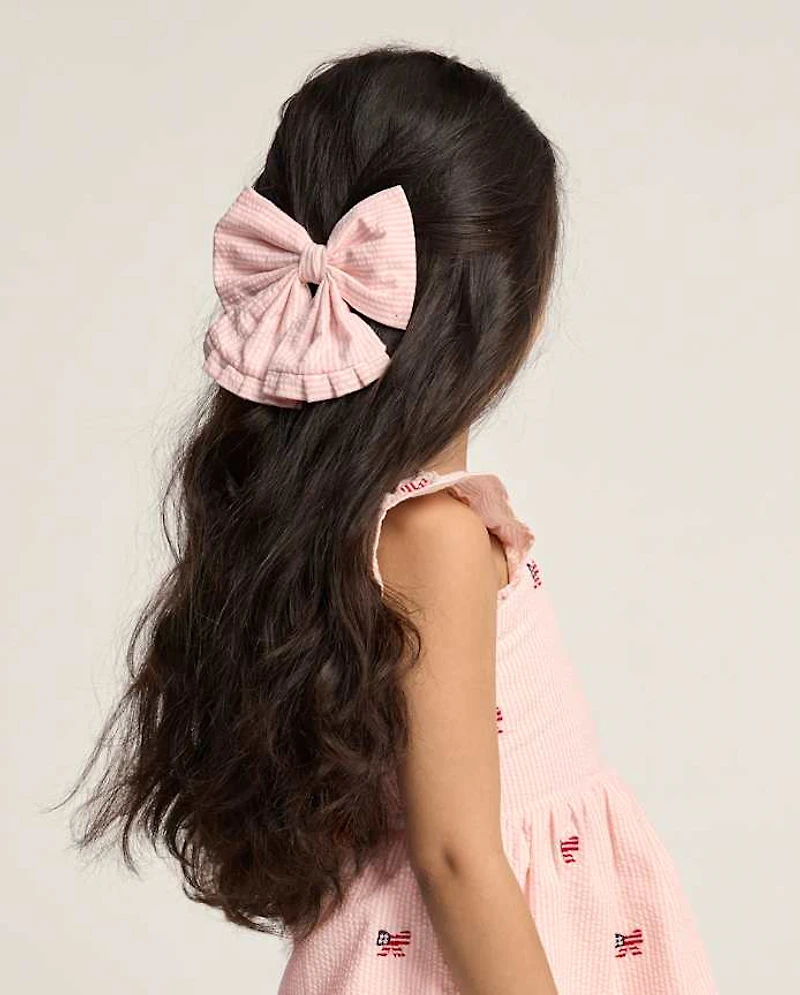 Girls Floral Ruffle Bow Hair Clip 2-Pack - Nantucket Charm