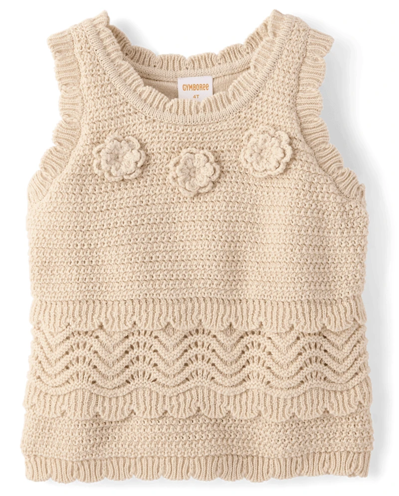 Débardeur festonné fleuri au crochet pour fille - Driftwood Bay