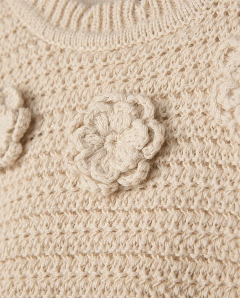 Girls Crochet Floral Scalloped Tank Top - Driftwood Bay