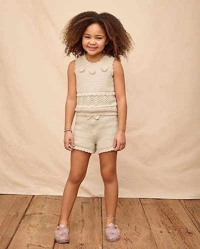 Girls Crochet Scalloped Shorts - Driftwood Bay