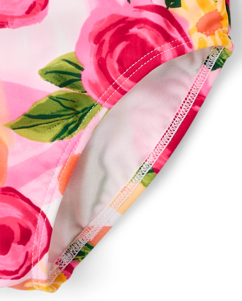 Maillot de bain une pièce asymétrique à nœud floral pour fille - Boutique maillots