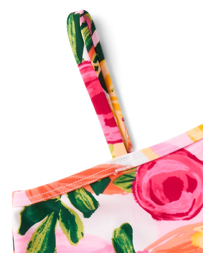 Maillot de bain une pièce asymétrique à nœud floral pour fille - Boutique maillots