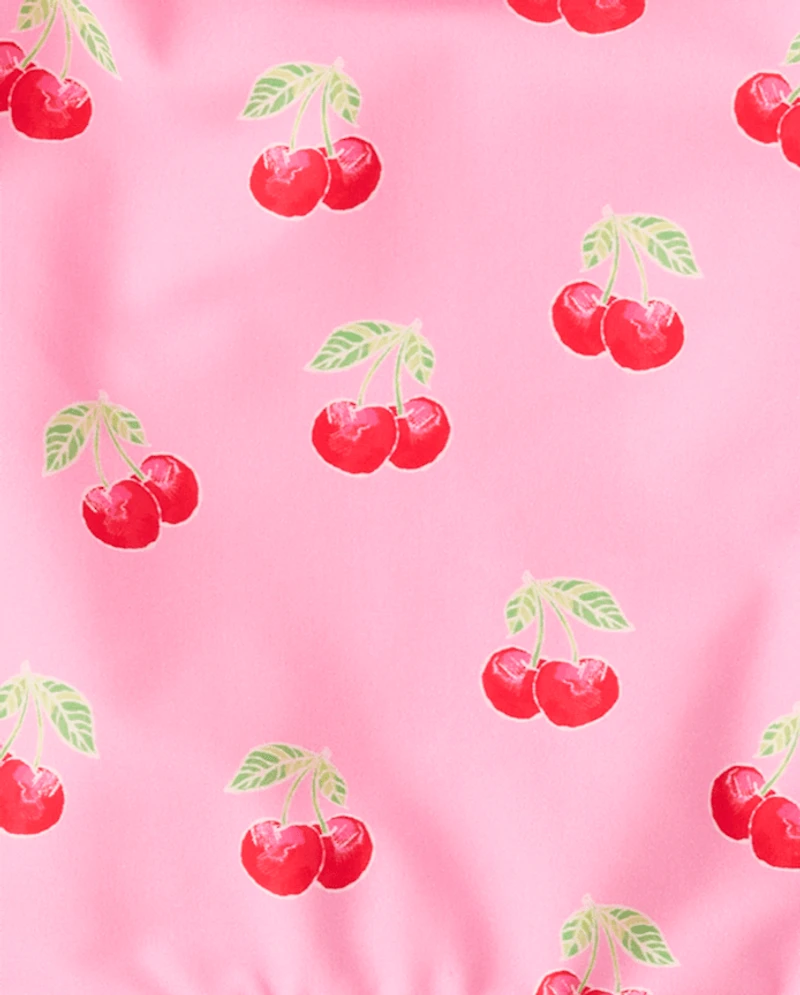 Maillot de bain une pièce à volants et nœud cerise pour fille - Boutique maillots