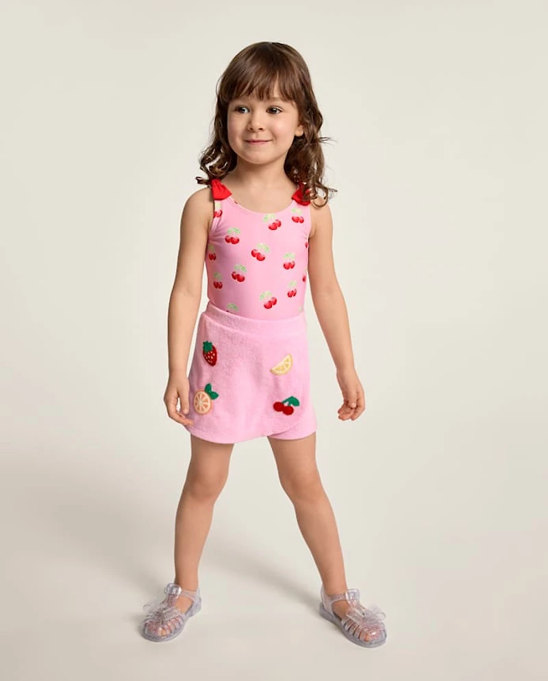 Girls Crochet Fruit Terry Faux Wrap Skort - Swim Shop