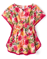 Cache-maillot à franges fleuries pour filles - Boutique de maillots bain