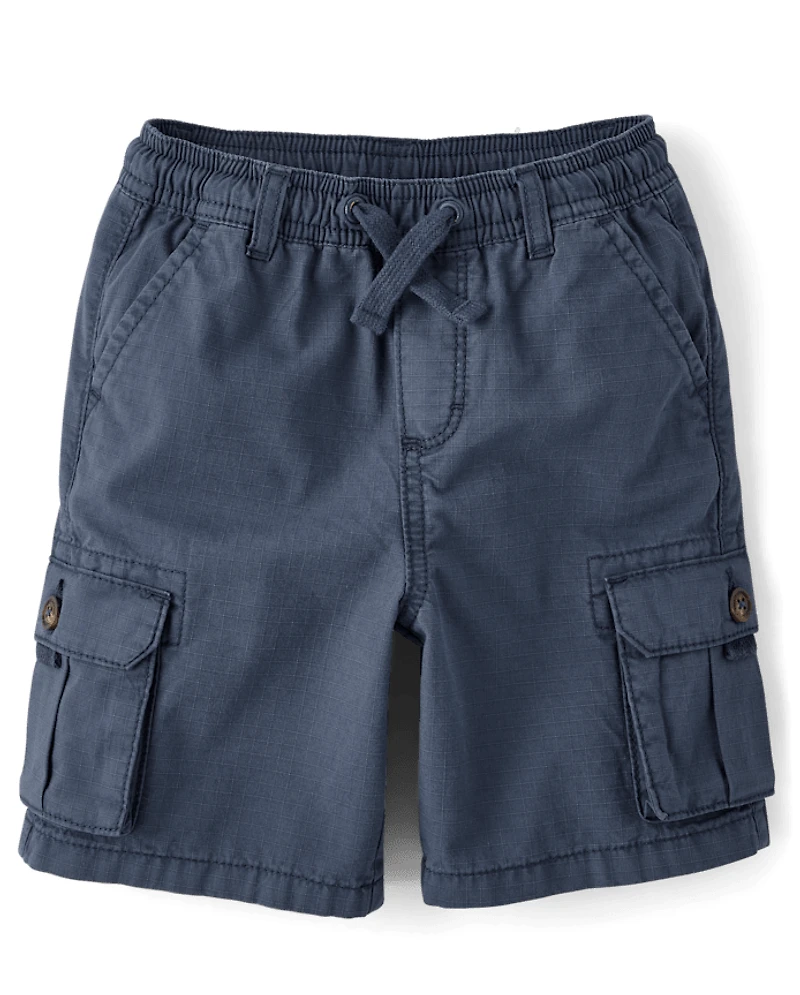 Boys Garment Dyed Ripstop Pull On Cargo Shorts - Driftwood Bay