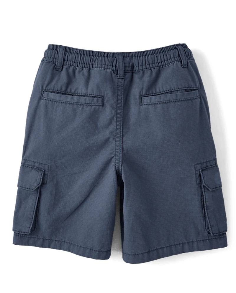 Boys Garment Dyed Ripstop Pull On Cargo Shorts - Driftwood Bay