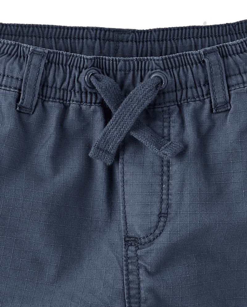 Boys Garment Dyed Ripstop Pull On Cargo Shorts - Driftwood Bay