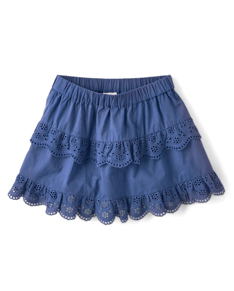 Girls Embroidered Eyelet Tiered Skort - Driftwood Bay