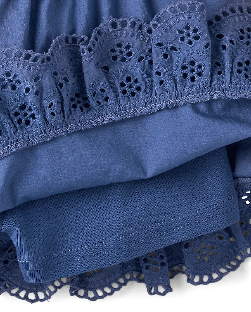 Girls Embroidered Eyelet Tiered Skort - Driftwood Bay