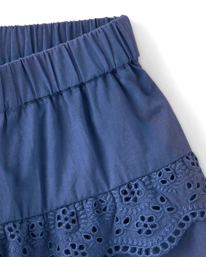 Girls Embroidered Eyelet Tiered Skort - Driftwood Bay