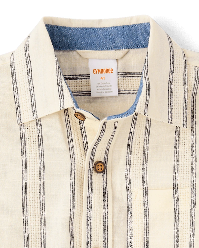 Chemise boutonnée à rayures texturées pour garçon