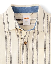 Chemise boutonnée à rayures texturées pour garçon
