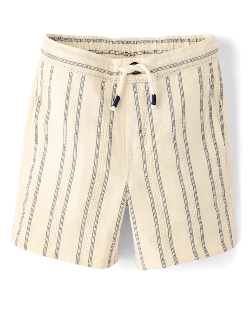 Boys Striped Textured Pull On Shorts - Driftwood Bay
