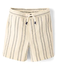 Boys Striped Textured Pull On Shorts - Driftwood Bay