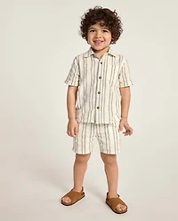 Boys Striped Textured Pull On Shorts - Driftwood Bay