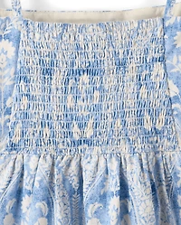 Robe à volants en Lin mélangé motif cachemire pour femme et fille - Collection