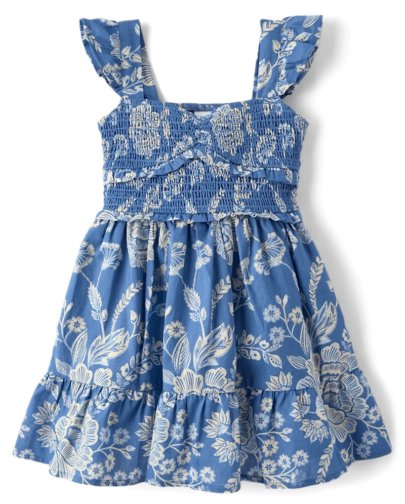 Robe à volants et smocks fleuris pour fille - Driftwood Bay