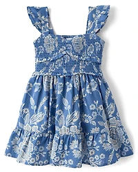 Robe à volants et smocks fleuris pour fille - Driftwood Bay