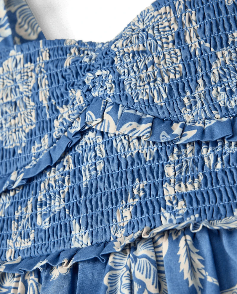 Robe à volants et smocks fleuris pour fille - Driftwood Bay