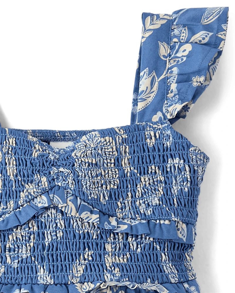 Robe à volants et smocks fleuris pour fille - Driftwood Bay