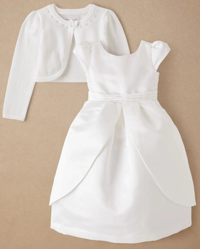 Girls Satin Dress 2-Piece Set - Special Occasions