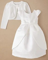 Girls Satin Dress 2-Piece Set - Special Occasions