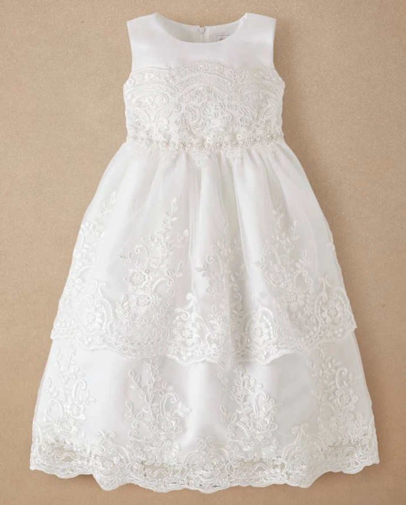 Girls Lace Applique Dress 2-Piece Set - Special Occasions