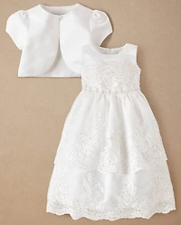 Girls Lace Applique Dress 2-Piece Set - Special Occasions