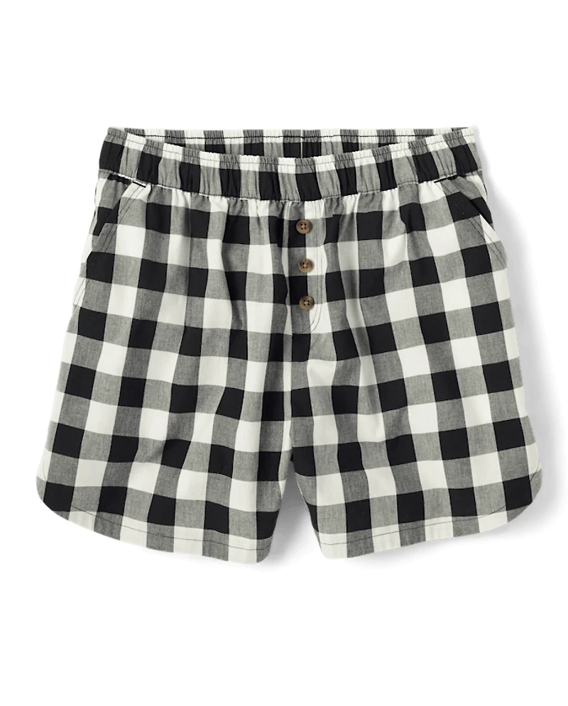 Womens Print Poplin Pajama Shorts