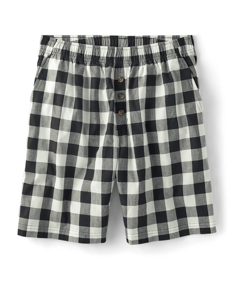 Mens Print Poplin Pajama Shorts