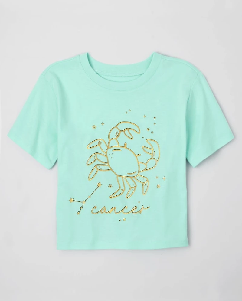 Tween Girls Cancer Zodiac Tee